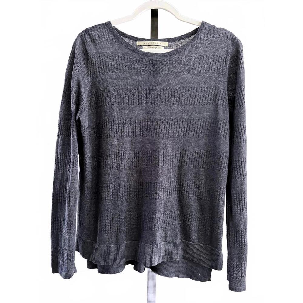 EUC Max Studio Women's Linen Long Sleeve Top - 100% Linen